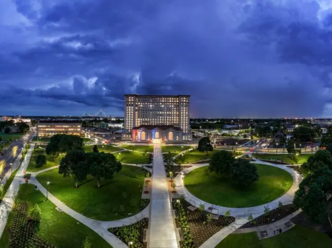Panoramic photo of the restored Michigan Central Station.
