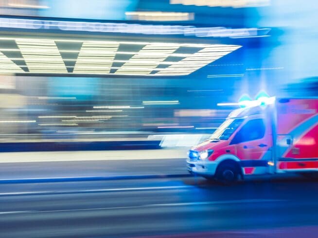Time lapse photo of an ambulance.