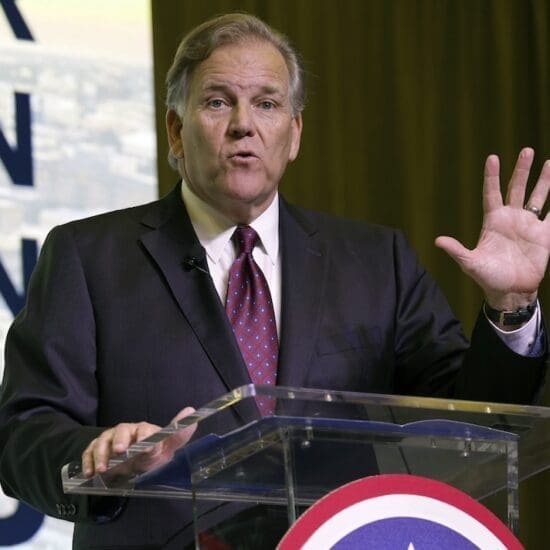 Former Rep. Mike Rogers, R-Mich., speaks at the Vision '24 conference' on March 18, 2023, in North Charleston, S.C. Rogers is expected to soon announce a bid for Michigan’s open U.S. Senate seat in 2024. (AP Photo/Meg Kinnard, File)
