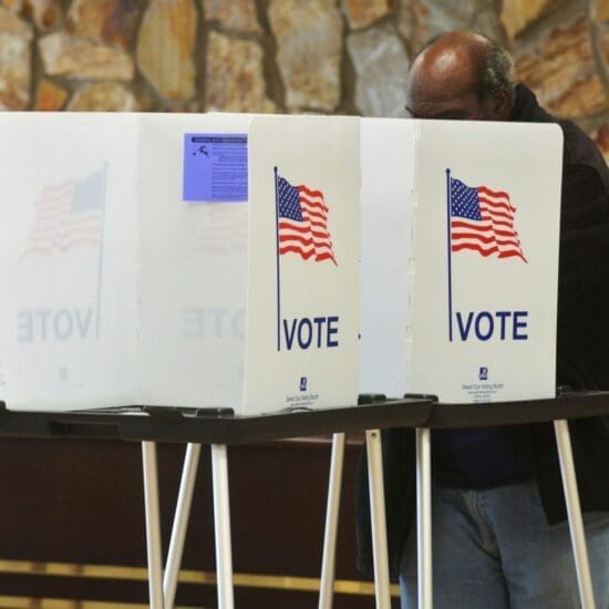 Voters head to the polls Tuesday, Nov. 7, 2023, at the Ward 1 voting location held at Benton Harbor High School in Benton Harbor, Michigan.