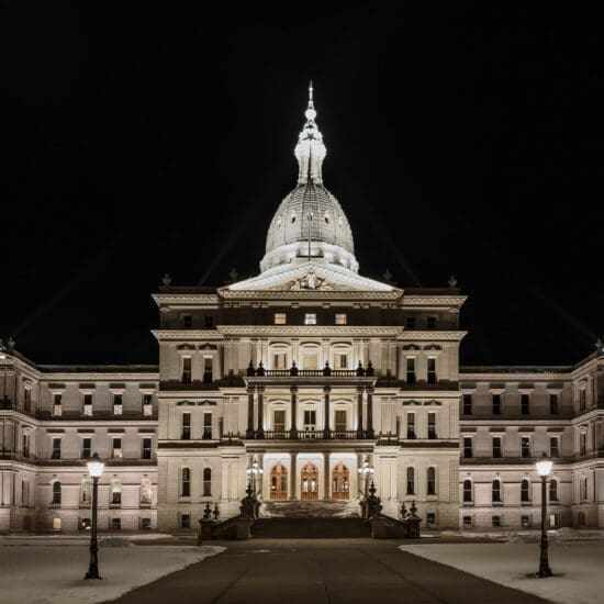 Michigan State Capitol at night