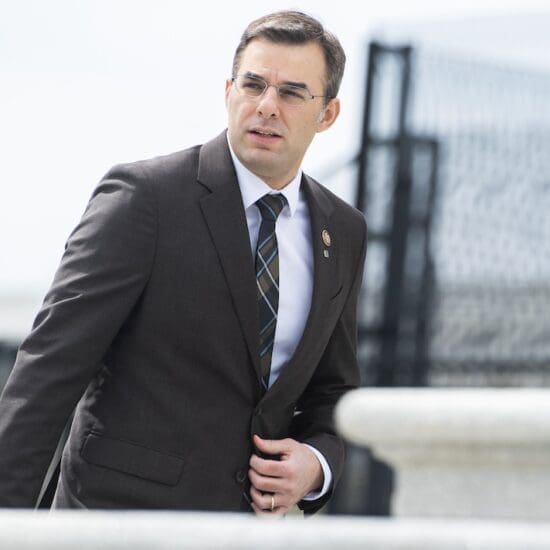 UNITED STATES - MARCH 27: Rep. Justin Amash, I-Mich., is seen on the House steps of the Capitol before the House passed a $2 trillion coronavirus aid package by voice vote on Friday, March 27, 2020. (Photo By Tom Williams/CQ Roll Call)