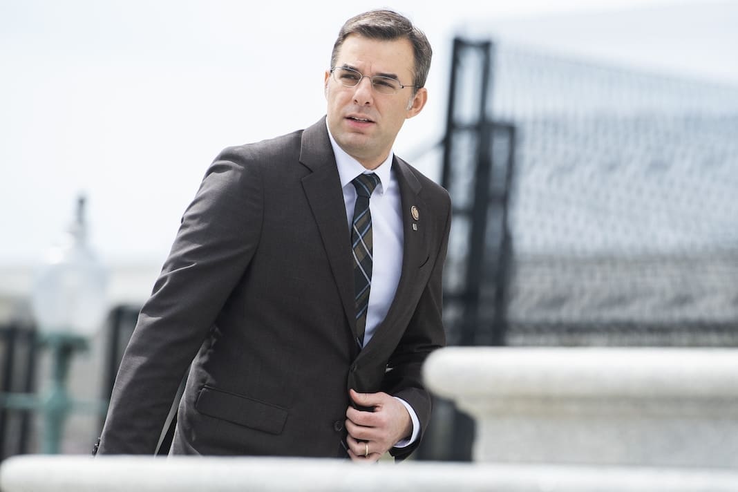 UNITED STATES - MARCH 27: Rep. Justin Amash, I-Mich., is seen on the House steps of the Capitol before the House passed a $2 trillion coronavirus aid package by voice vote on Friday, March 27, 2020. (Photo By Tom Williams/CQ Roll Call)