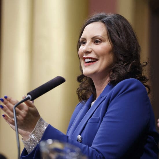 Michigan Gov. Gretchen Whitmer delivers her State of the State address to a joint session of the House and Senate, Wednesday, Jan. 24, 2024, at the state Capitol in Lansing, Michigan.