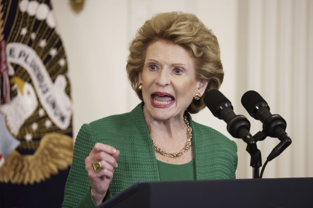 Sen. Debbie Stabenow, D-Mich speaks before President Joe Biden announces new initiatives to expand access to mental health care for Americans in the East Room of the White House on July 25, 2023 in Washington, D.C. (Photo by Samuel Corum/Sipa USA)(Sipa via AP Images)