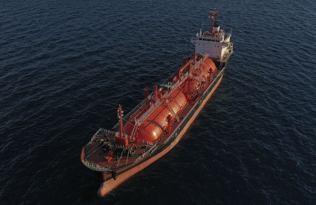 The liquefied petroleum gas tanker GAZ INTERCEPTOR, flying the Panama flag, is moored off the coast of Cyprus. Limassol, Cyprus, Friday, January 26, 2024. Qatar, one of the largest exporters of liquefied natural gas (LNG), is pushing back delivery dates to Europe due to attacks by Yemen's Houthi rebels in the Red Sea, Bloomberg reported, citing sources. (Photo by Danil Shamkin/NurPhoto via AP)
